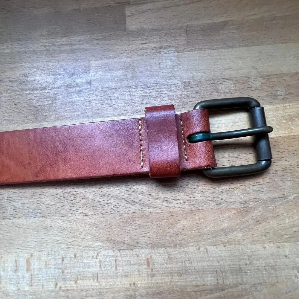 Vintage GAP Italian Leather Belt Size 30 Cognac Brown 1.5” Brass Buckle